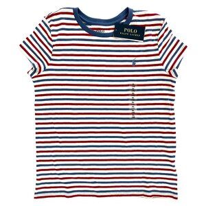 NWT Ralph Lauren Girls' Striped T Shirt size 16 (XL) blue red 4th of July shirt